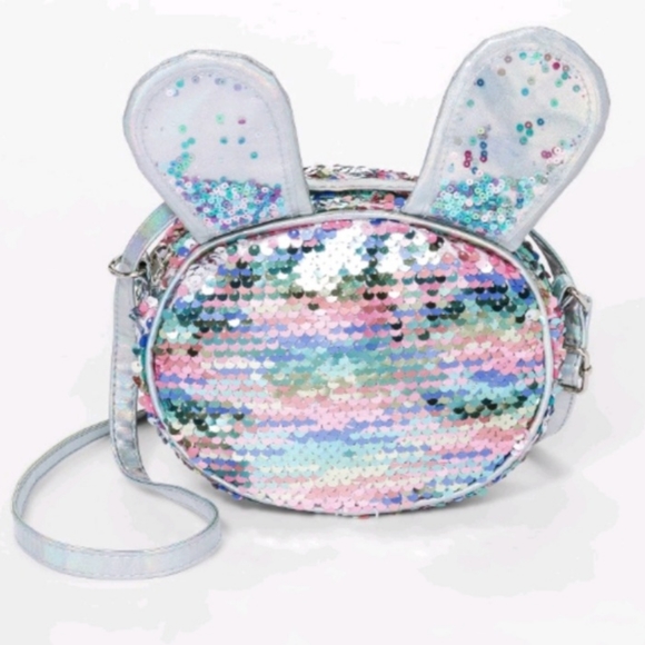 Girls Easter bunny sequin purse with ears - Picture 1 of 5